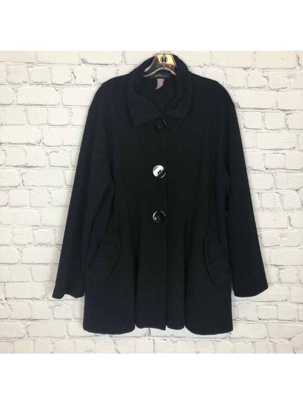 Yushi Black Ribbed Jacket Size L